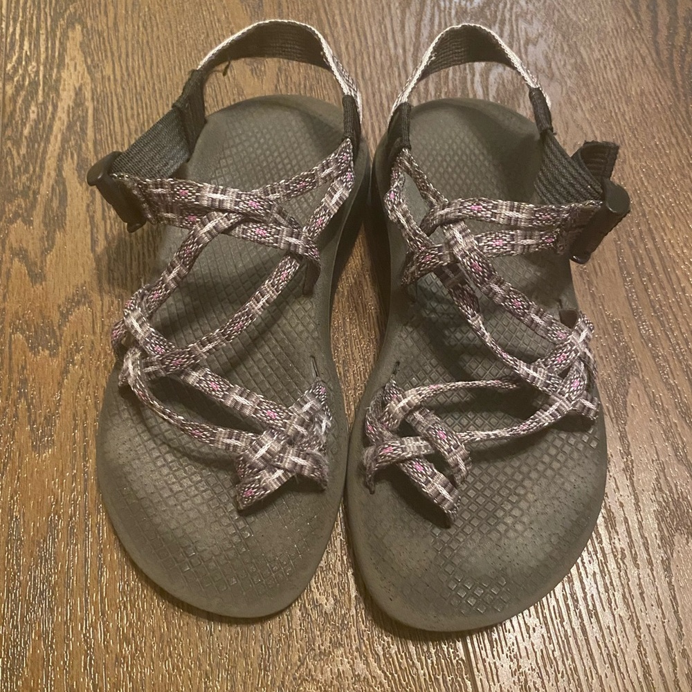 Chaco ZX2 Womens Sandals Aztec Gray and purple Toe Loop Double Strap